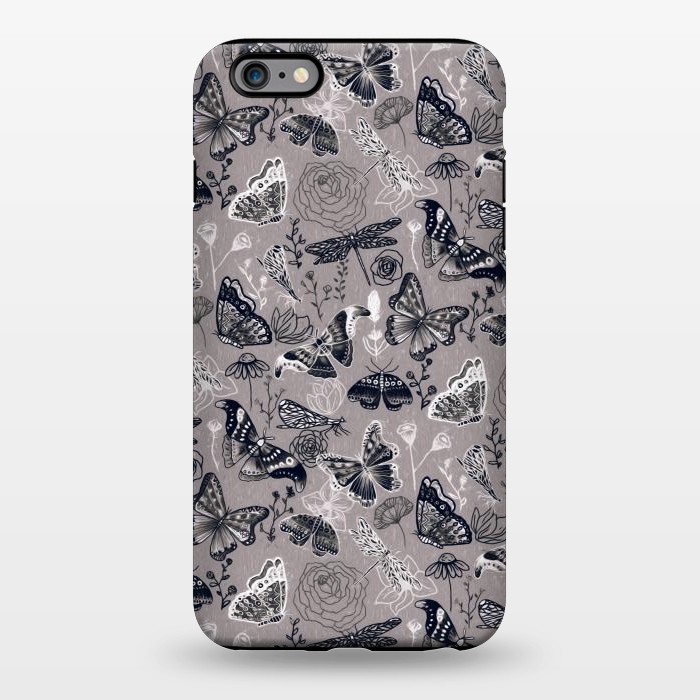 iPhone 6/6s plus StrongFit Grey Butterflies, Dragonflies and Moths  by Tigatiga