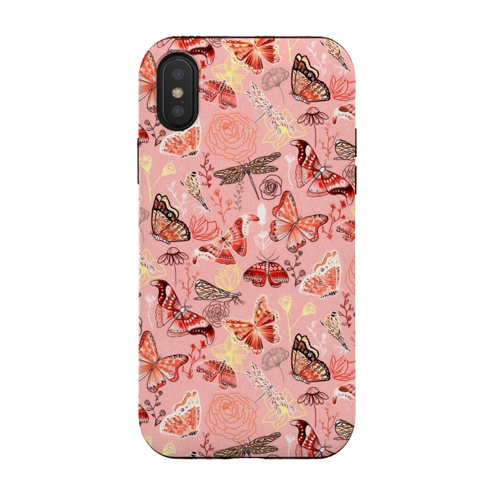 iPhone Xs / X StrongFit Warm Butterflies, Dragonflies and Moths  by Tigatiga