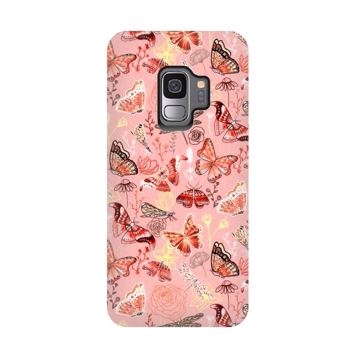 Galaxy S9 StrongFit Warm Butterflies, Dragonflies and Moths  by Tigatiga