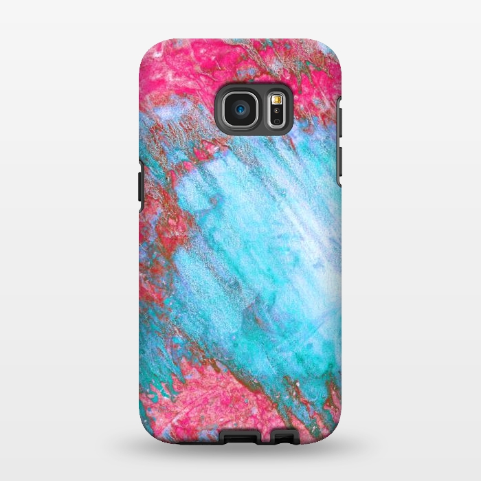 Galaxy S7 EDGE StrongFit Pink & Aqua Marbling Storm  by Tigatiga