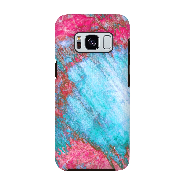 Galaxy S8 StrongFit Pink & Aqua Marbling Storm  by Tigatiga