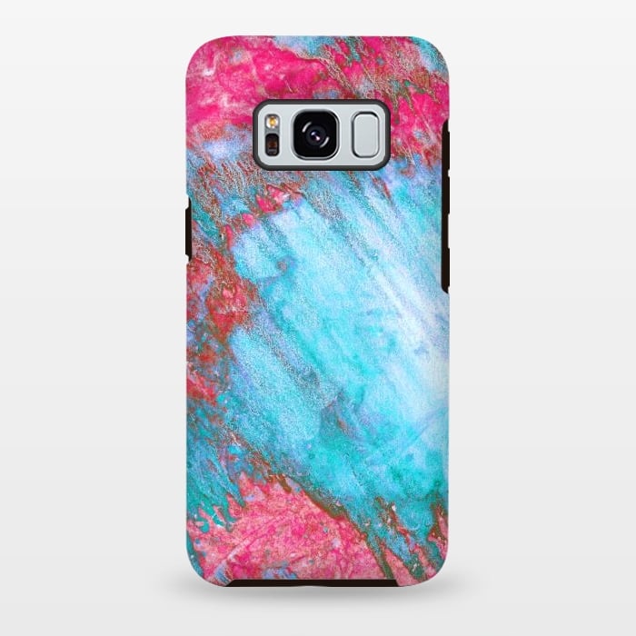 Galaxy S8 plus StrongFit Pink & Aqua Marbling Storm  by Tigatiga