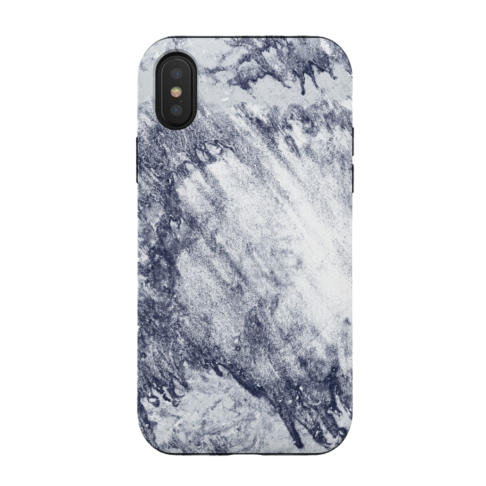 iPhone Xs / X StrongFit Grey-Blue Marbling Storm  by Tigatiga