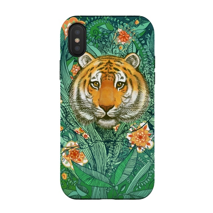 iPhone Xs / X StrongFit Tiger Tangle in Color by Micklyn Le Feuvre
