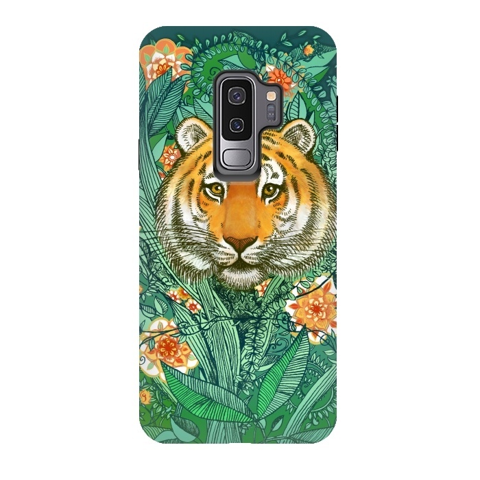 Galaxy S9 plus StrongFit Tiger Tangle in Color by Micklyn Le Feuvre