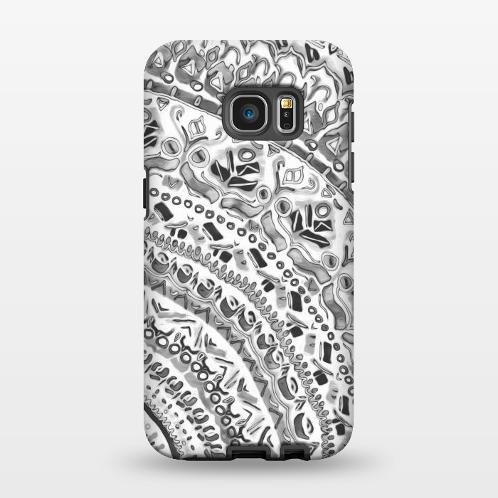 Galaxy S7 EDGE StrongFit Black & White Mandala  by Tigatiga