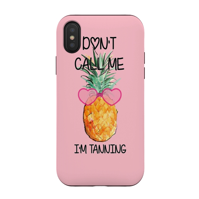 iPhone Xs / X StrongFit Cool Pinapple with Glasses Text by ''CVogiatzi.