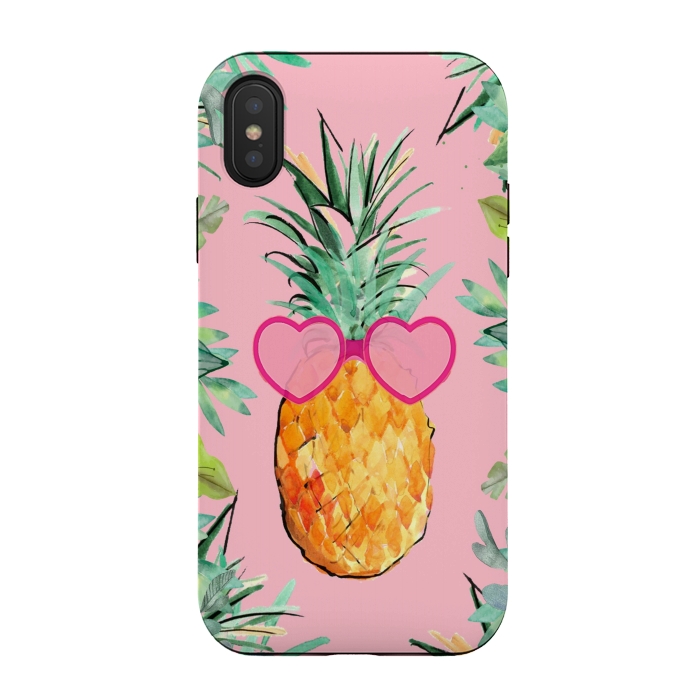 iPhone Xs / X StrongFit Cool Pinapple with Glasses by ''CVogiatzi.