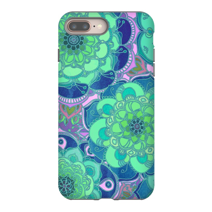 iPhone 7 plus StrongFit Fantasy Flowers in Mint Green & Purple by Micklyn Le Feuvre