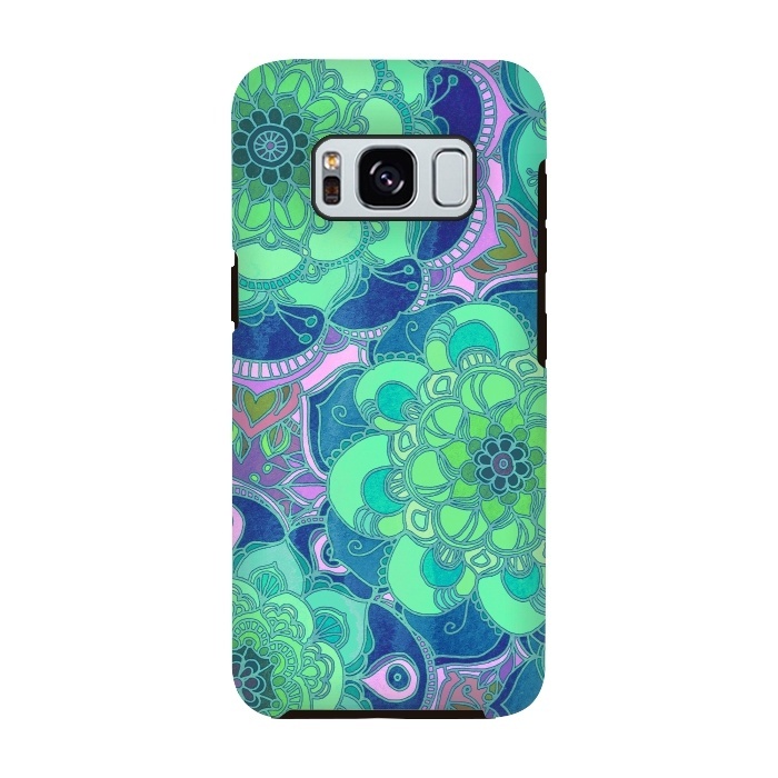 Galaxy S8 StrongFit Fantasy Flowers in Mint Green & Purple by Micklyn Le Feuvre