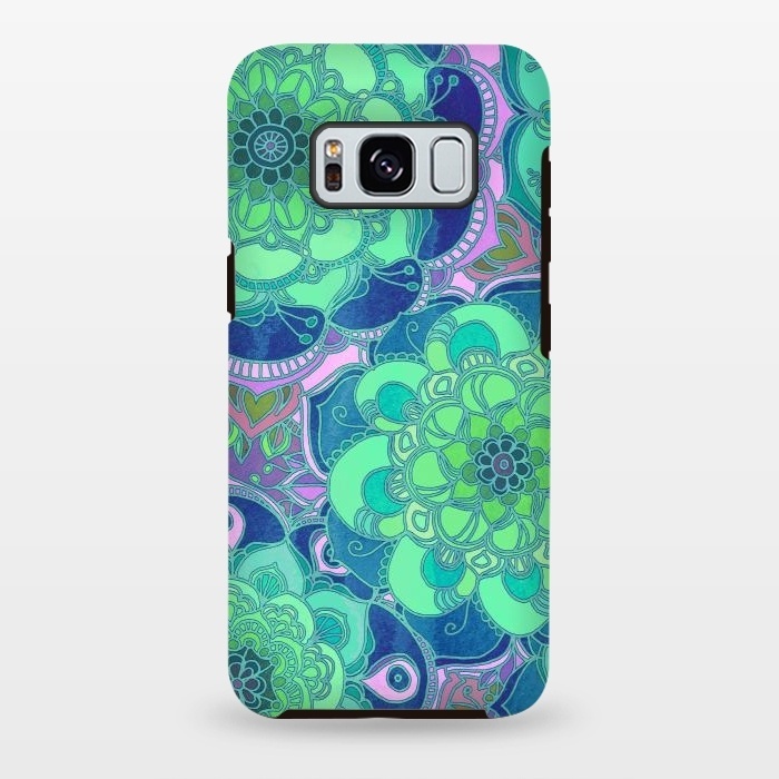 Galaxy S8 plus StrongFit Fantasy Flowers in Mint Green & Purple by Micklyn Le Feuvre