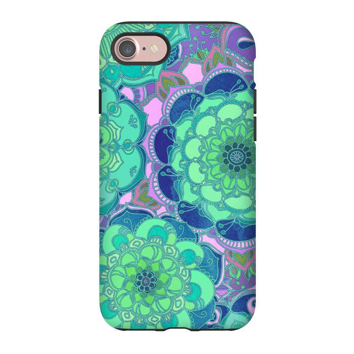 iPhone 7 StrongFit Fantasy Flowers in Mint Green & Purple 2 by Micklyn Le Feuvre