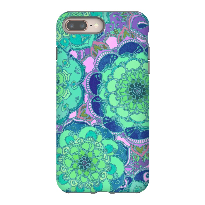 iPhone 7 plus StrongFit Fantasy Flowers in Mint Green & Purple 2 by Micklyn Le Feuvre