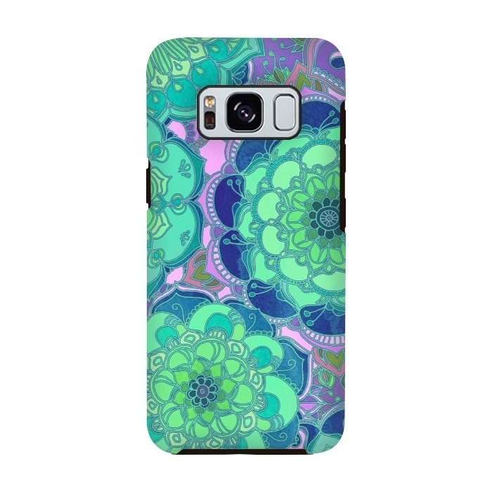 Galaxy S8 StrongFit Fantasy Flowers in Mint Green & Purple 2 by Micklyn Le Feuvre