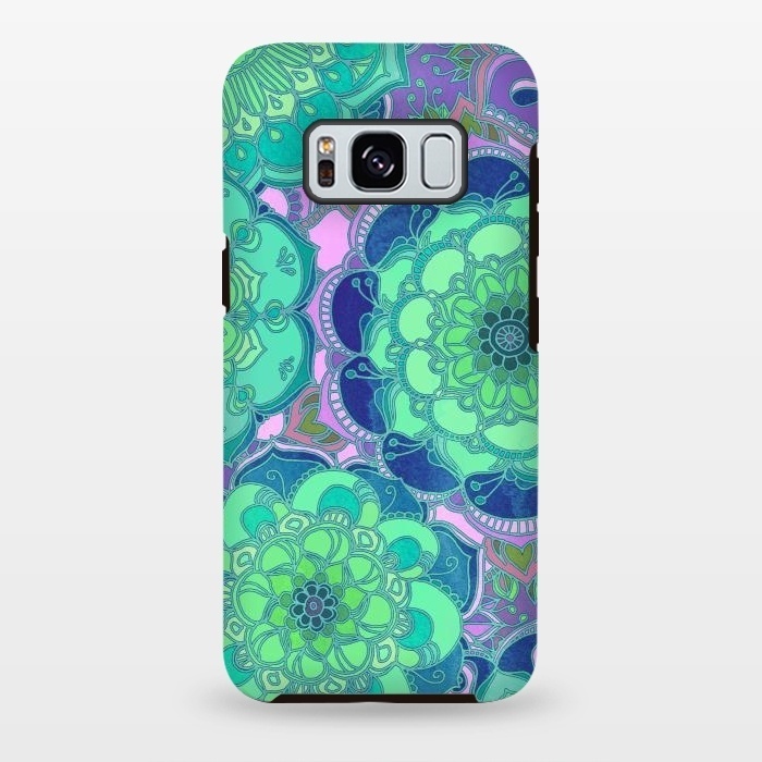 Galaxy S8 plus StrongFit Fantasy Flowers in Mint Green & Purple 2 by Micklyn Le Feuvre