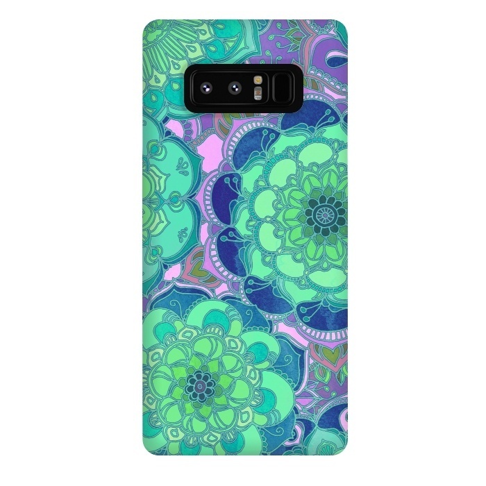 Galaxy Note 8 StrongFit Fantasy Flowers in Mint Green & Purple 2 by Micklyn Le Feuvre