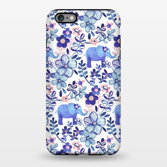 iPhone 6/6s plus StrongFit Little Purple Elephant Watercolor Floral on White by Micklyn Le Feuvre