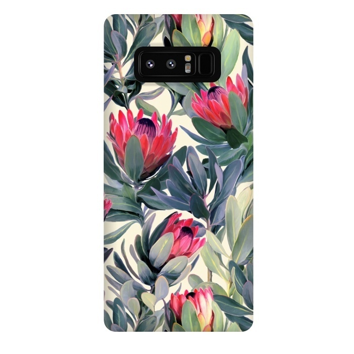 Galaxy Note 8 StrongFit Painted Protea Pattern by Micklyn Le Feuvre