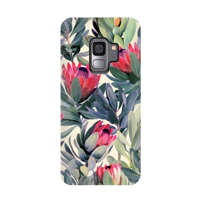 Galaxy S9 StrongFit Painted Protea Pattern by Micklyn Le Feuvre