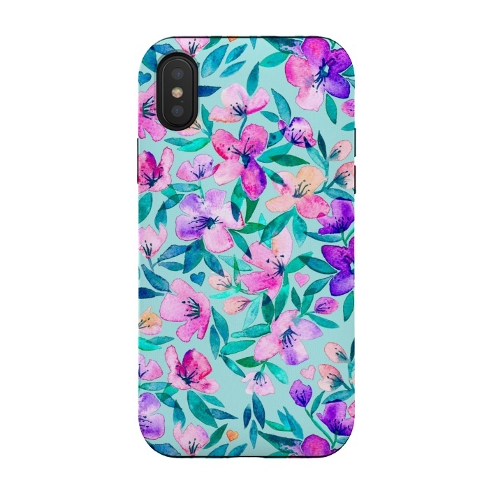 iPhone Xs / X StrongFit Happy Spring Floral in Watercolor by Micklyn Le Feuvre