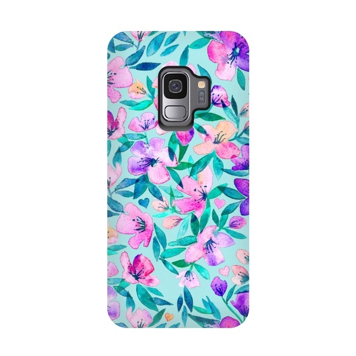 Galaxy S9 StrongFit Happy Spring Floral in Watercolor by Micklyn Le Feuvre