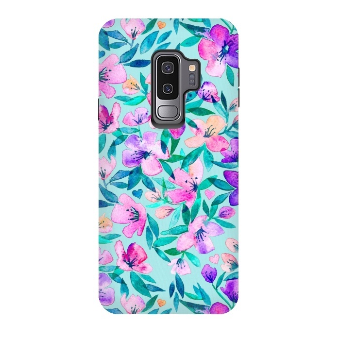 Galaxy S9 plus StrongFit Happy Spring Floral in Watercolor by Micklyn Le Feuvre