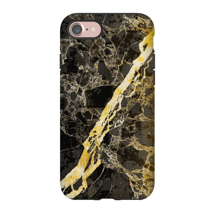 iPhone 7 StrongFit Black marble with diagonal golden cracks by Oana 