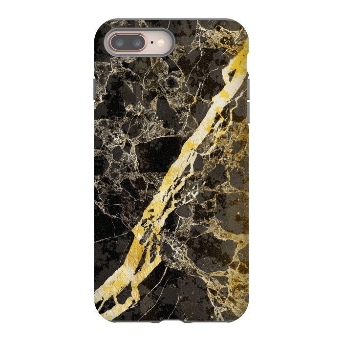 iPhone 7 plus StrongFit Black marble with diagonal golden cracks by Oana 