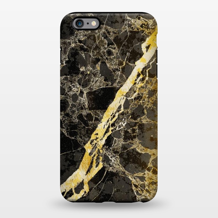 iPhone 6/6s plus StrongFit Black marble with diagonal golden cracks by Oana 