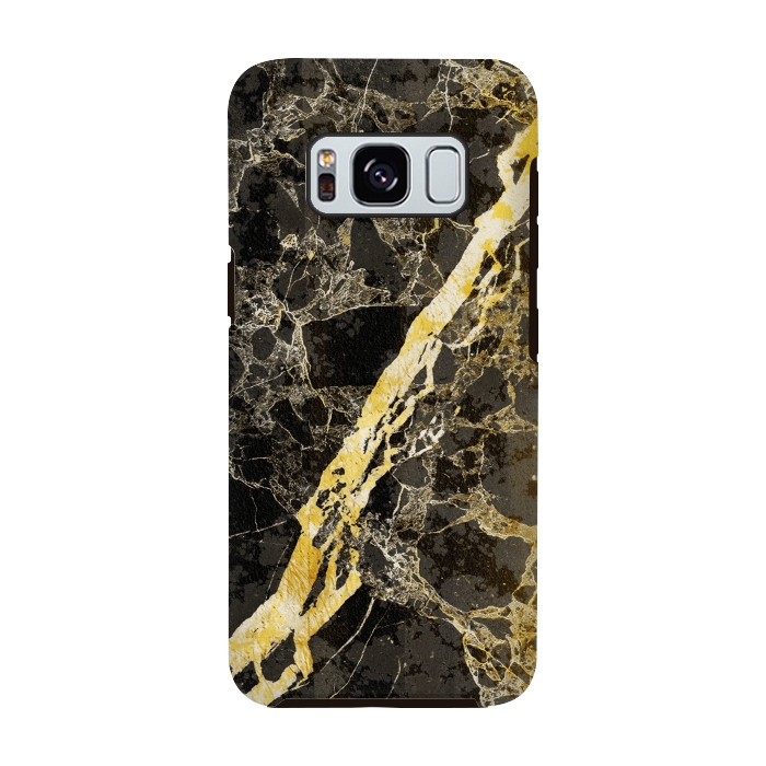 Galaxy S8 StrongFit Black marble with diagonal golden cracks by Oana 