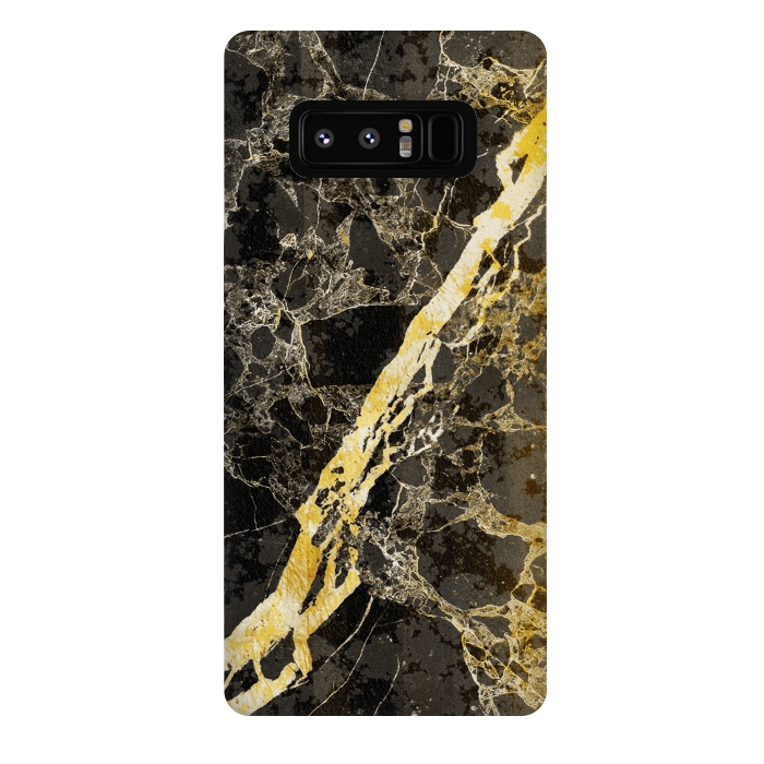 Galaxy Note 8 StrongFit Black marble with diagonal golden cracks by Oana 