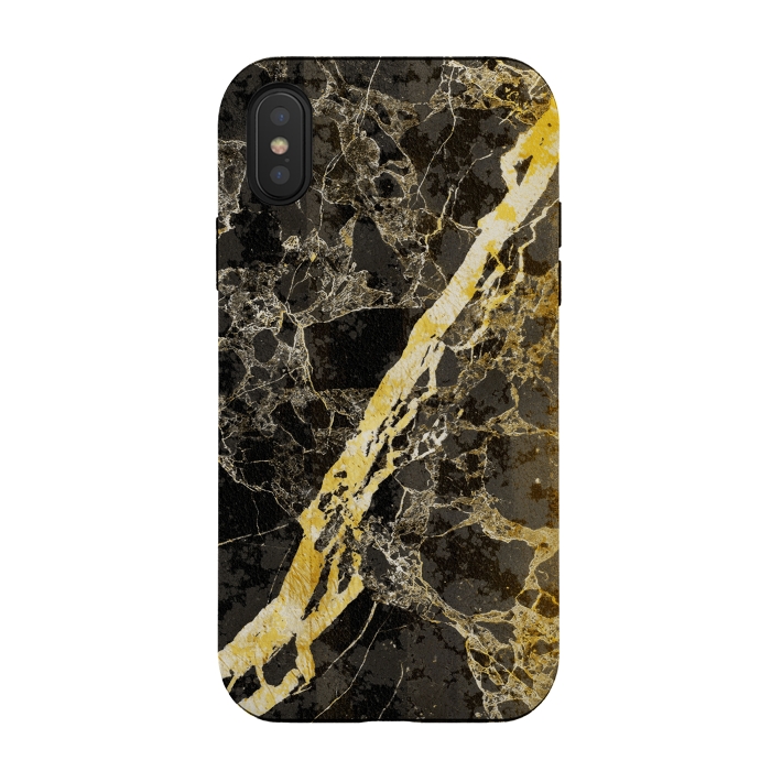 iPhone Xs / X StrongFit Black marble with diagonal golden cracks by Oana 