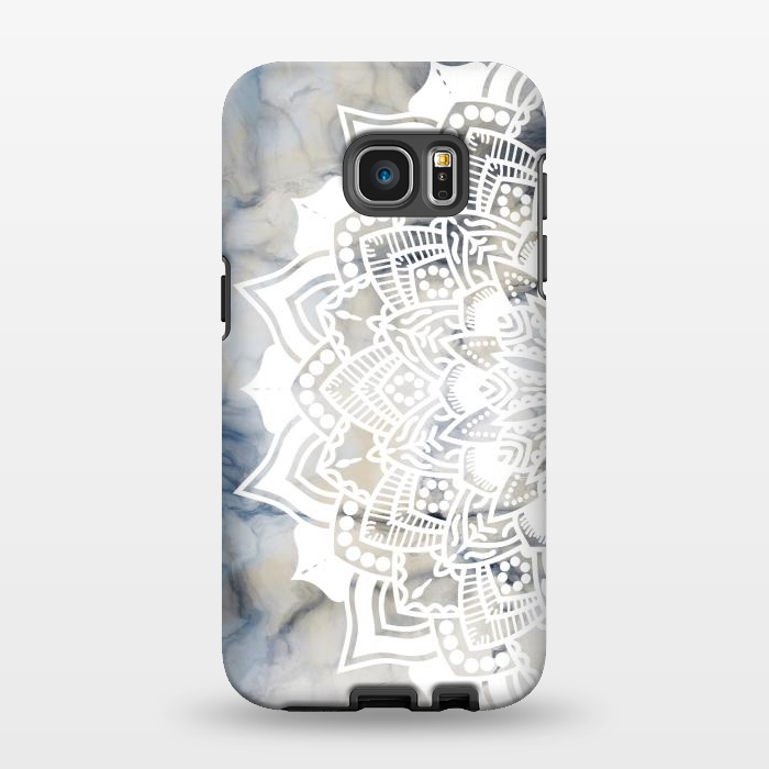 Galaxy S7 EDGE StrongFit Cut out white lace mandala on marble by Oana 