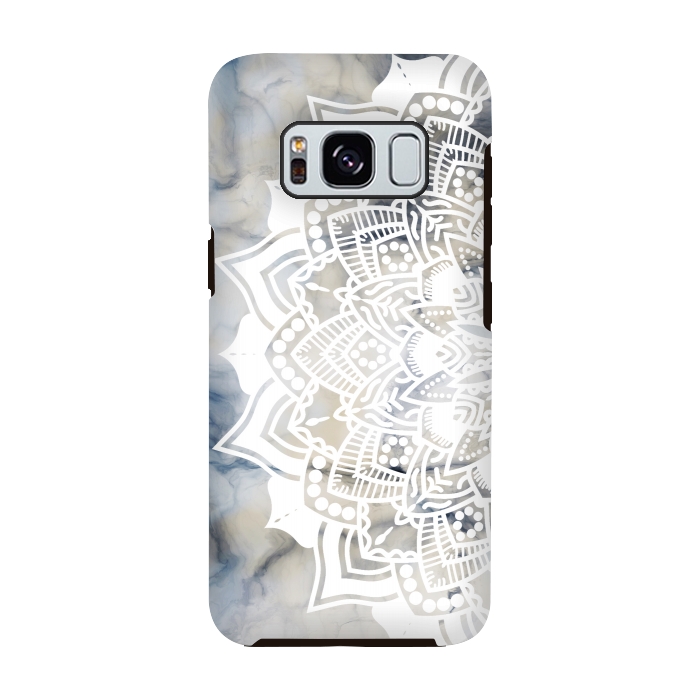 Galaxy S8 StrongFit Cut out white lace mandala on marble by Oana 