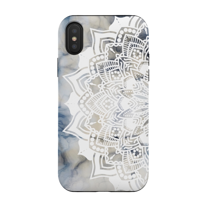 iPhone Xs / X StrongFit Cut out white lace mandala on marble by Oana 