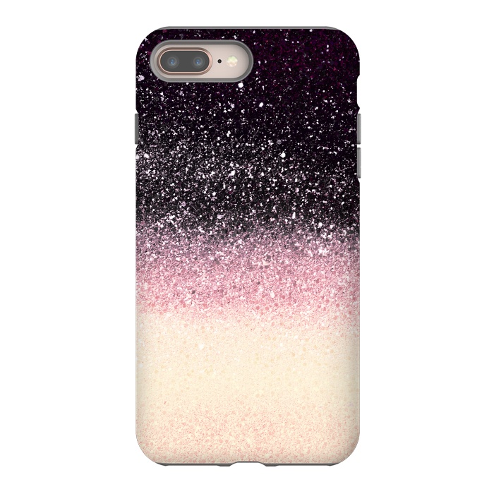 iPhone 7 plus StrongFit Half black cream glitter star dust by Oana 