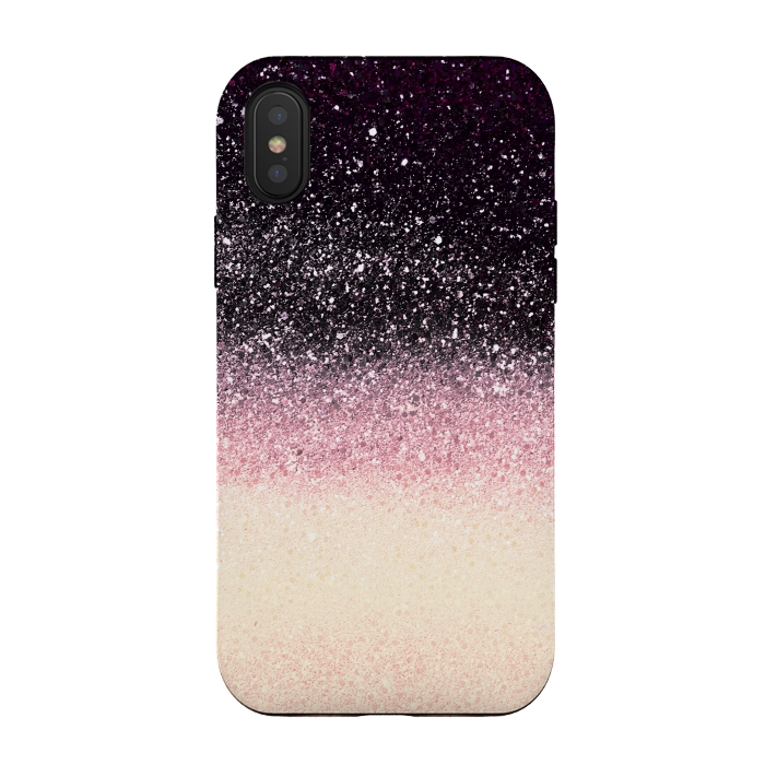 iPhone Xs / X StrongFit Half black cream glitter star dust by Oana 