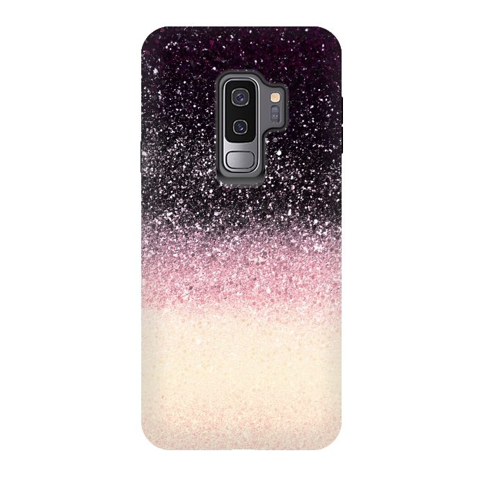 Galaxy S9 plus StrongFit Half black cream glitter star dust by Oana 