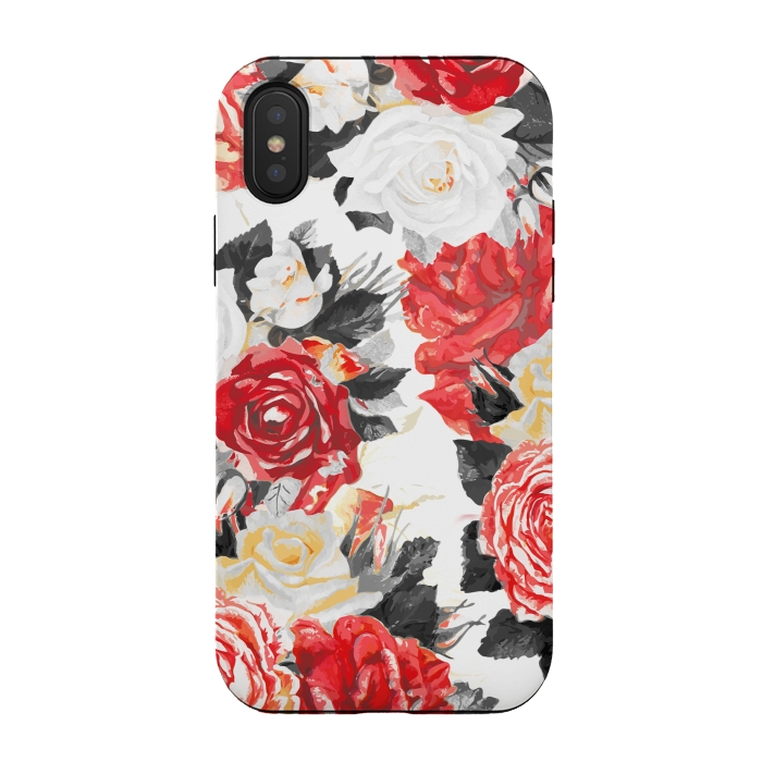 iPhone Xs / X StrongFit Red and white rose bouquet by Oana 
