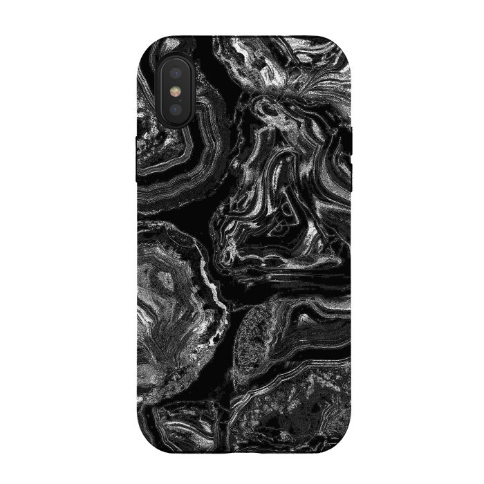 iPhone Xs / X StrongFit Black liquid marble by Oana 