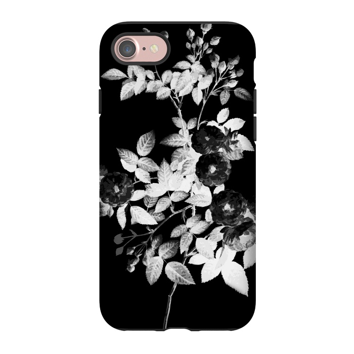iPhone 7 StrongFit Black and white rose botanical illustration by Oana 