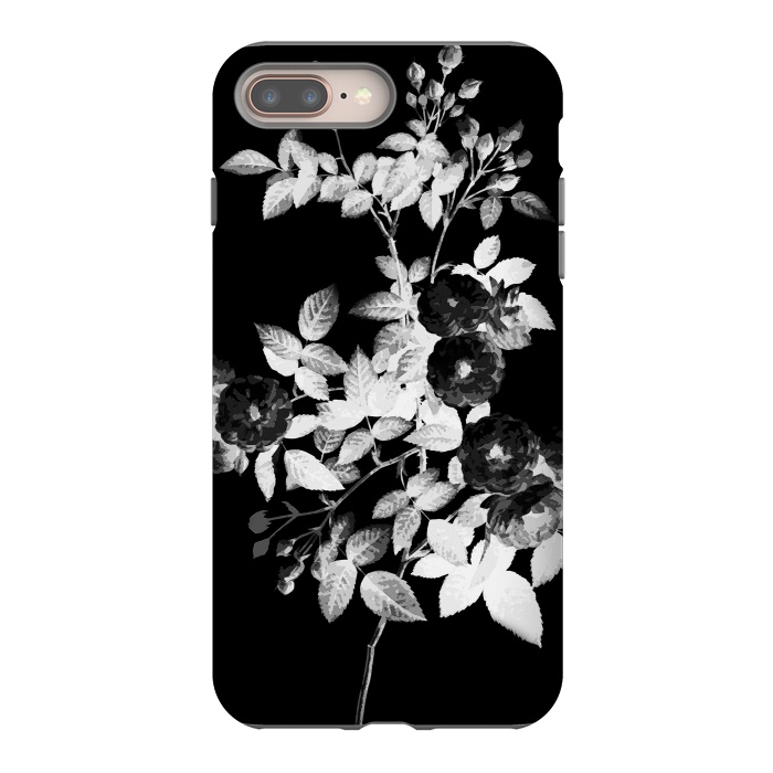 iPhone 7 plus StrongFit Black and white rose botanical illustration by Oana 
