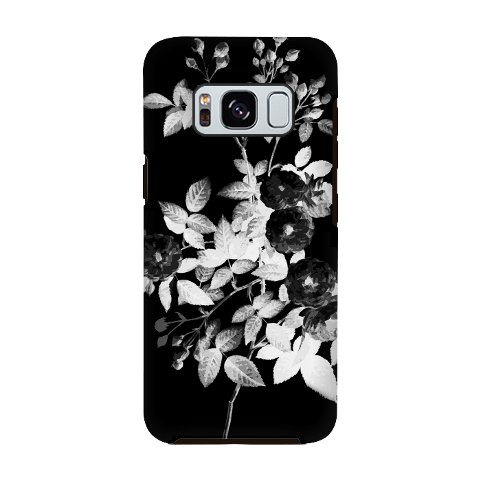 Galaxy S8 StrongFit Black and white rose botanical illustration by Oana 