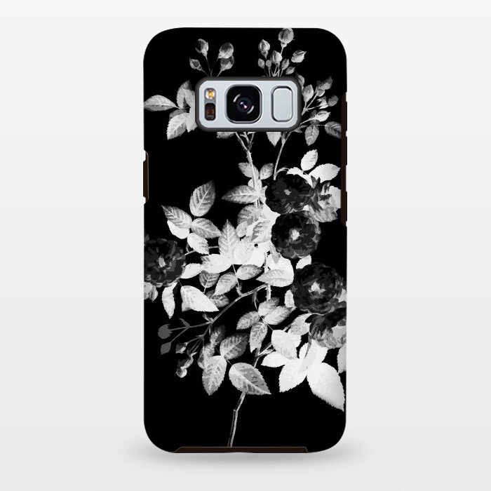 Galaxy S8 plus StrongFit Black and white rose botanical illustration by Oana 