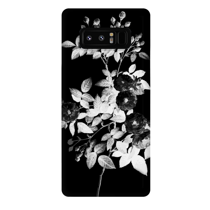 Galaxy Note 8 StrongFit Black and white rose botanical illustration by Oana 