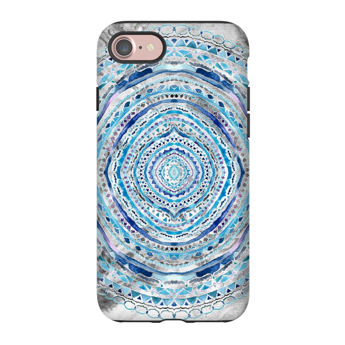 iPhone 7 StrongFit Blue Marbling Mandala  by Tigatiga