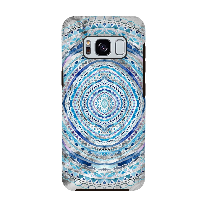 Galaxy S8 StrongFit Blue Marbling Mandala  by Tigatiga