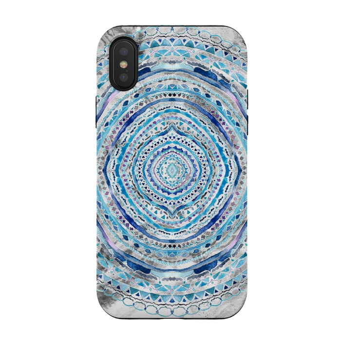 iPhone Xs / X StrongFit Blue Marbling Mandala  by Tigatiga