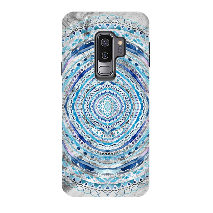 Galaxy S9 plus StrongFit Blue Marbling Mandala  by Tigatiga