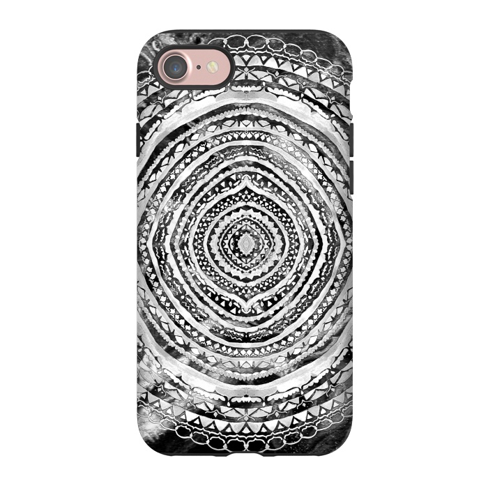 iPhone 7 StrongFit Black & White Marbling Mandala  by Tigatiga